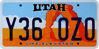 UT license plate Y360ZO