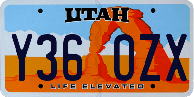 UT license plate Y360ZX