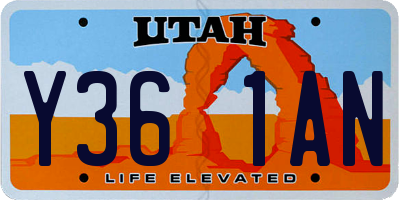 UT license plate Y361AN