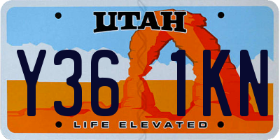 UT license plate Y361KN