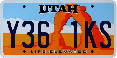 UT license plate Y361KS