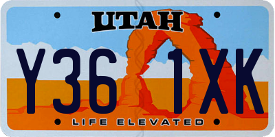 UT license plate Y361XK