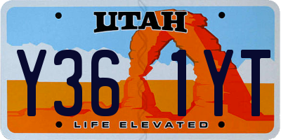 UT license plate Y361YT