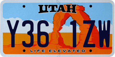 UT license plate Y361ZW