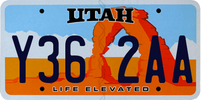 UT license plate Y362AA