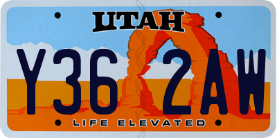 UT license plate Y362AW