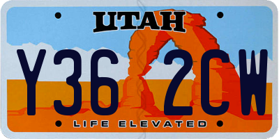 UT license plate Y362CW