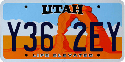 UT license plate Y362EY