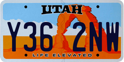 UT license plate Y362NW
