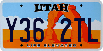 UT license plate Y362TL