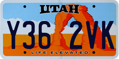 UT license plate Y362VK