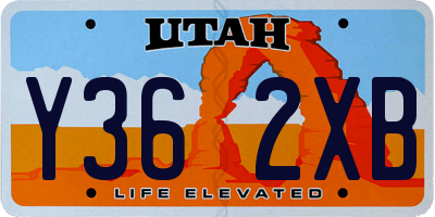 UT license plate Y362XB