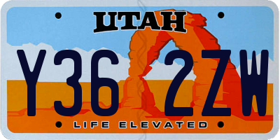 UT license plate Y362ZW
