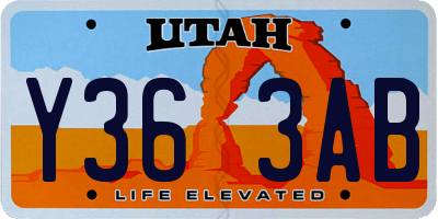 UT license plate Y363AB