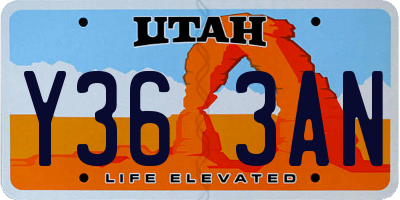 UT license plate Y363AN