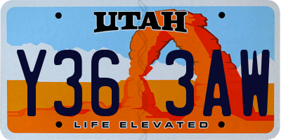 UT license plate Y363AW