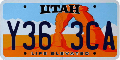 UT license plate Y363CA