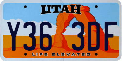 UT license plate Y363DF