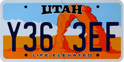 UT license plate Y363EF