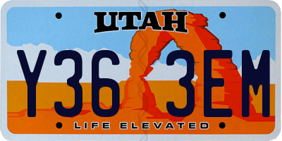 UT license plate Y363EM