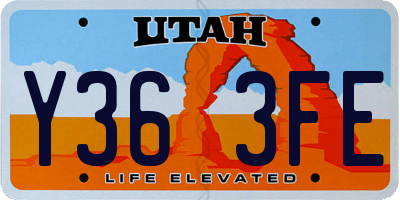 UT license plate Y363FE