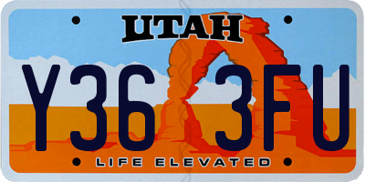 UT license plate Y363FU