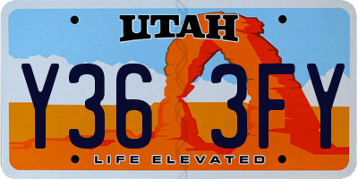 UT license plate Y363FY