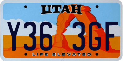 UT license plate Y363GF