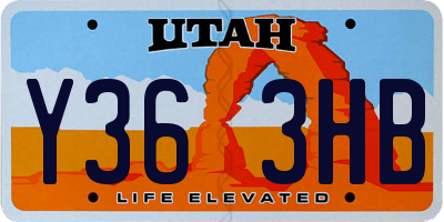 UT license plate Y363HB