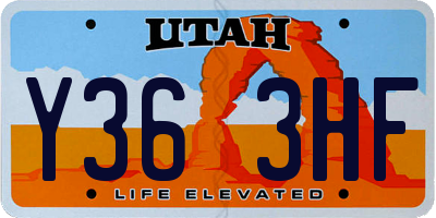 UT license plate Y363HF