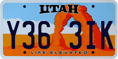 UT license plate Y363IK