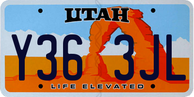 UT license plate Y363JL