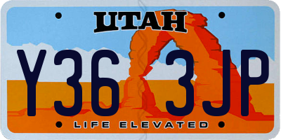 UT license plate Y363JP