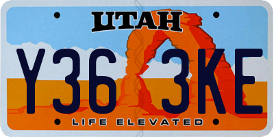 UT license plate Y363KE