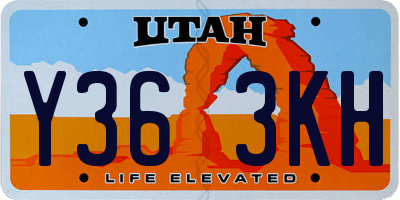 UT license plate Y363KH