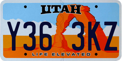 UT license plate Y363KZ