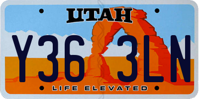 UT license plate Y363LN