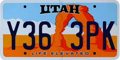 UT license plate Y363PK