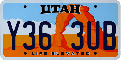 UT license plate Y363UB