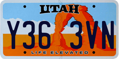 UT license plate Y363VN