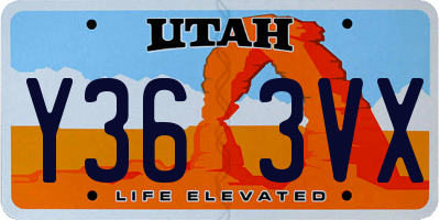UT license plate Y363VX