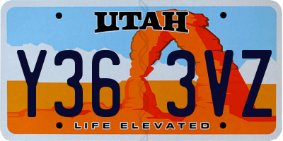 UT license plate Y363VZ