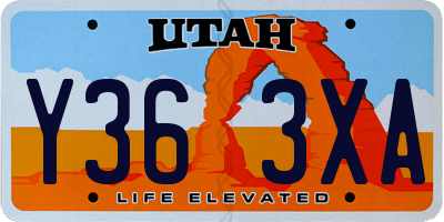 UT license plate Y363XA