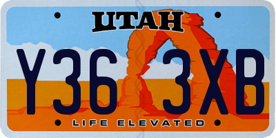 UT license plate Y363XB