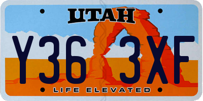 UT license plate Y363XF