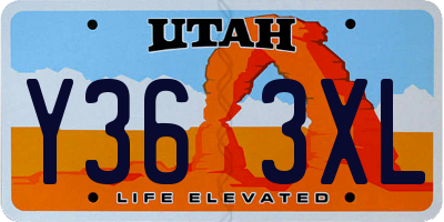 UT license plate Y363XL