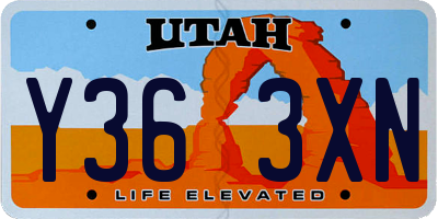 UT license plate Y363XN