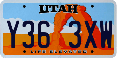 UT license plate Y363XW