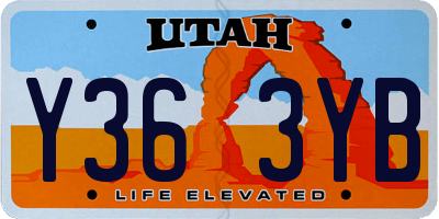 UT license plate Y363YB