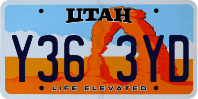 UT license plate Y363YD